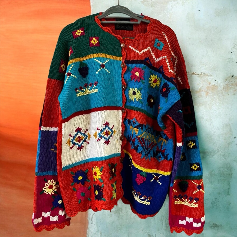 Vintage Wool Cottagecore Patchwork Eclectic Grand… - image 1